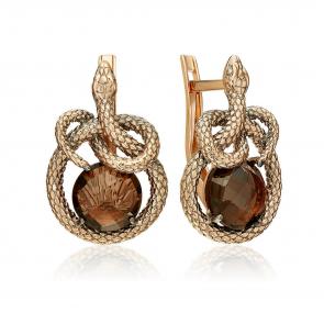 Золотые серьги Символ года Змея  Platina с кварцем 02-5496-00-202-1110 фото
