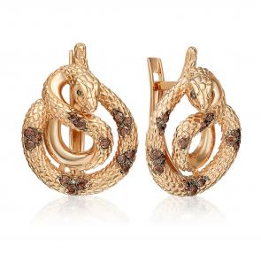 Золотые серьги Символ года Змея Platina с фианитом 02-5497-00-404-1110 фото