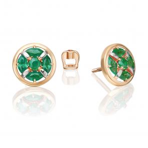 Золотые серьги Platina с изумрудом 02-5510-00-103-1110 фото