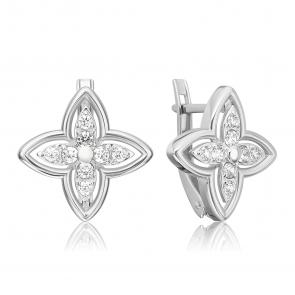 Серьги из белого золота Platina с фианитом 02-5511-00-401-1120 фото