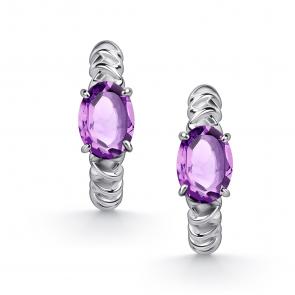 Серебряные серьги АЛЬКОР с аметистом 02-5516/00АМ-00 фото