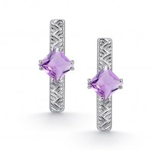Серебряные серьги АЛЬКОР с аметистом 02-5517/00АМ-00 фото