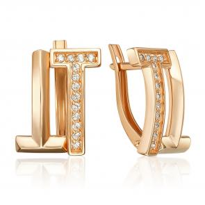 Золотые серьги Platina с фианитом 02-5520-00-401-1110 фото