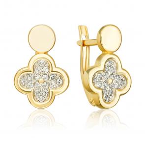 Серьги из лимонного золота Platina с фианитом 02-5521-00-401-1130 фото