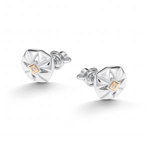Серебряные серьги АЛЬКОР с золотой накладкой и бриллиантом 02-5522/000Б-00 фото