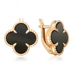 Золотые серьги Platina с ониксом 02-5524-00-281-1110 фото