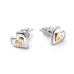 Серебряные серьги АЛЬКОР с золотой накладкой и бриллиантом 02-5524/000Б-00 фото