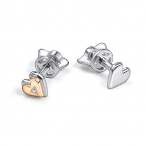 Серебряные серьги АЛЬКОР с золотой накладкой и бриллиантом 02-5525/000Б-00 фото