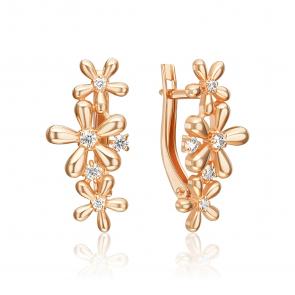 Золотые серьги Platina с фианитом 02-5527-00-401-1110 фото