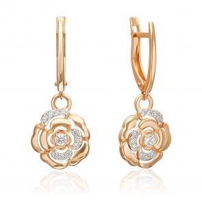 Золотые серьги Platina с фианитом 02-5530-00-401-1110 фото