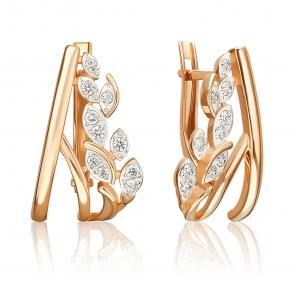 Золотые серьги Platina с фианитом 02-5534-00-401-1110 фото