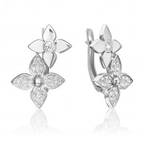 Серьги из белого золота Platina с фианитом 02-5537-00-401-1120 фото