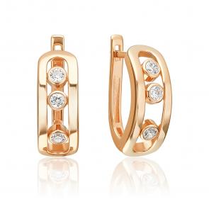 Золотые серьги Platina с фианитом 02-5539-00-401-1110 фото