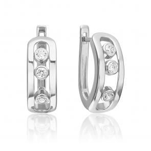 Серьги из белого золота Platina с фианитом 02-5539-00-401-1120 фото