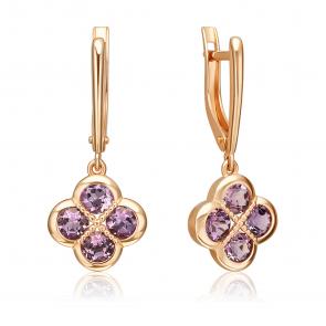 Золотые серьги Platina с аметистом 02-5543-00-203-1110 фото