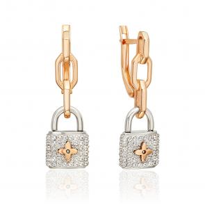 Серьги из комбинированного золота Platina с фианитом 02-5545-00-401-1111 фото