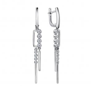 Серебряные серьги АЛЬКОР с фианитом 02-5553/00КЦ-00 фото