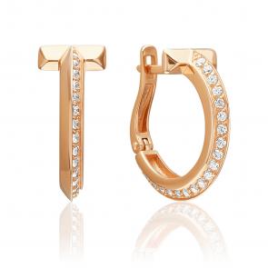 Золотые серьги Platina с фианитом 02-5557-00-401-1110 фото