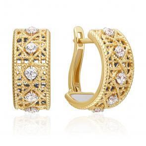 Серьги из комбинированного золота Platina с фианитом 02-5558-00-401-1121 фото