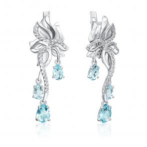 Серьги из белого золота Platina с топазом 02-5569-00-201-1120 фото