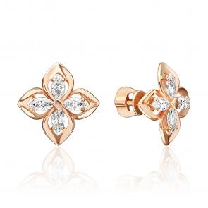 Золотые серьги Platina с фианитом 02-5589-00-401-1110 фото