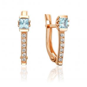 Золотые серьги Platina с топазом и фианитом 02-5631-00-207-1110 фото