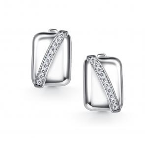 Серебряные серьги АЛЬКОР с фианитом 02-5633/00КЦ-00 фото