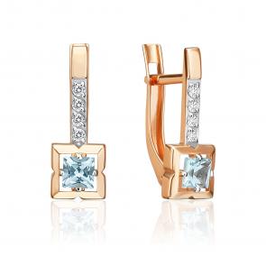 Золотые серьги Platina с топазом и фианитом 02-5642-00-207-1110 фото