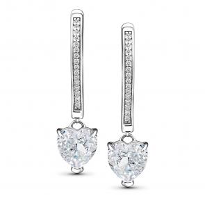 Серебряные серьги АЛЬКОР с бриллианитом и фианитом 02-5719/00БТ-00 фото