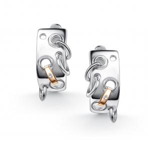 Серебряные серьги АЛЬКОР с золотой накладкой и бриллиантом 02-5732/000Б-00 фото