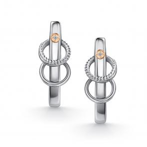 Серебряные серьги АЛЬКОР с золотой накладкой и бриллиантом 02-5733/000Б-00 фото