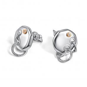 Серебряные серьги АЛЬКОР с золотой накладкой и бриллиантом 02-5734/000Б-00 фото