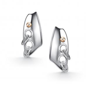 Серебряные серьги АЛЬКОР с золотой накладкой и бриллиантом 02-5735/000Б-00 фото