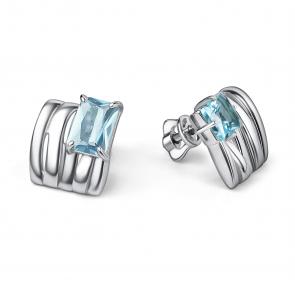 Серебряные серьги АЛЬКОР с топазом 02-5770/00ТБ-00 фото