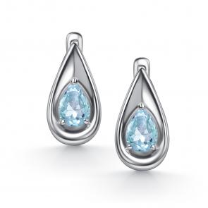 Серебряные серьги АЛЬКОР с топазом 02-5772/00ТБ-00 фото