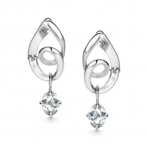 Серебряные серьги АЛЬКОР с горным хрусталём 02-5786/00ГХ-00 фото