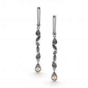 Серебряные серьги АЛЬКОР с золотой накладкой и бриллиантом 02-5811/000Б-17 фото