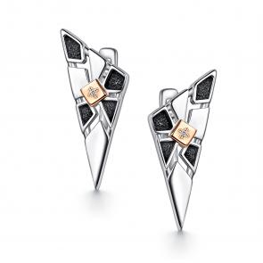 Серебряные серьги АЛЬКОР с золотой накладкой и бриллиантом 02-5812/000Б-17 фото