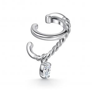 Одиночная серьга из серебра АЛЬКОР с фианитом 02-5821/00КЦ-00 фото