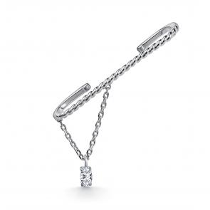 Одиночная серьга из серебра АЛЬКОР с фианитом 02-5822/00КЦ-00 фото