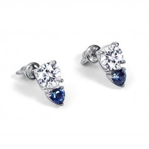 Серебряные серьги АЛЬКОР с фианитом и горным хрусталём 02-5875/00ГХ-00 фото