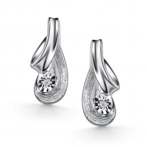 Серебряные серьги АЛЬКОР с бриллиантом 02-5907/000Б-00 фото