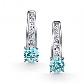 Серебряные серьги АЛЬКОР с фианитом и муассанитом 02-5910/003М-00 фото