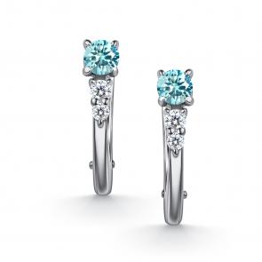 Серебряные серьги АЛЬКОР с фианитом и муассанитом 02-5911/003М-00 фото