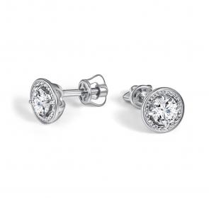 Серебряные серьги АЛЬКОР с муассанитом 02-5913/000М-00 фото