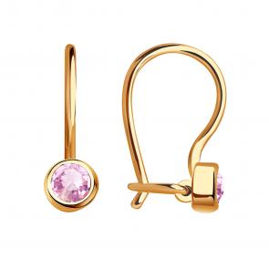 Золотые серьги Золотые узоры с цирконием 02-6047 фото