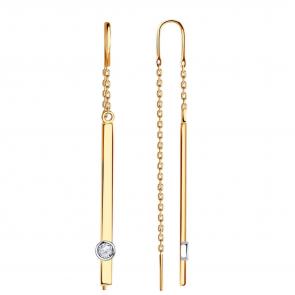 Золотые серьги Золотые узоры с цирконием 02-8477 фото