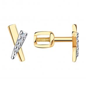 Золотые серьги Золотые узоры с цирконием 02-8669 фото