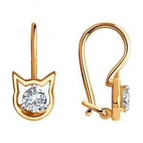 Золотые серьги SOKOLOV с фианитом 0200011 фото