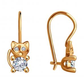 Золотые серьги SOKOLOV с фианитом 0200024 фото